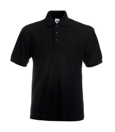 Fruit Of The Loom Mens 65/35 Heavyweight Pique Short Sleeve Polo Shirt (Black) - UTBC382