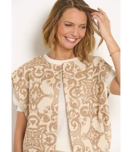 Veste col rond sans manches en jacquard