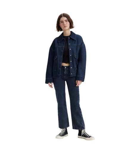 Womens/ladies Denim Mid Rise Straight Leg Jeans Navy Levis