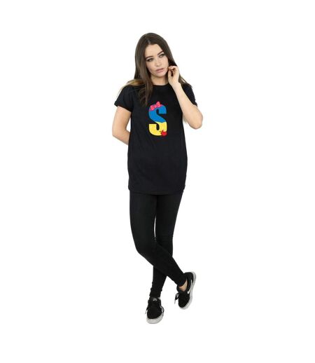 Disney Womens/Ladies Alphabet S Is For Snow White Cotton Boyfriend T-Shirt (Noir) - UTBI42699