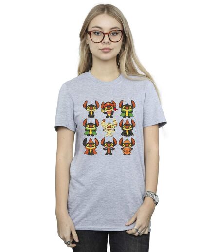Disney Womens/Ladies Lilo & Stitch Halloween Costumes Cotton Boyfriend T-Shirt (Gris sportif) - UTBI30511