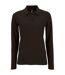 SOLS Womens/Ladies Perfect Long Sleeve Pique Polo Shirt (Black)