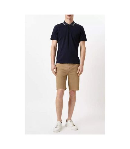 Burton Mens Zip Jacquard Collared Polo Shirt (Navy) - UTBW787