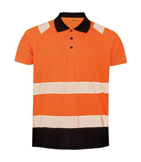 Womens/ladies safety polo shirt fluorescent orange Result Genuine Recycled
