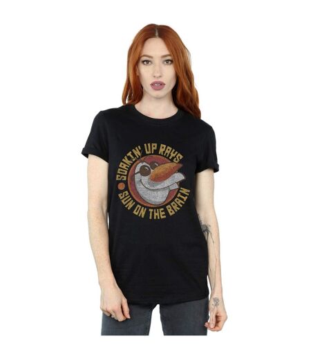 Disney Womens/Ladies Frozen Olaf Sun On The Brain Cotton Boyfriend T-Shirt (Noir) - UTBI24765