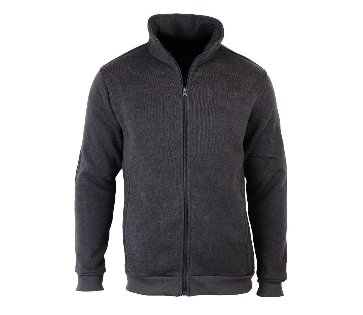 Cardigan Zippé Polaire Tricot Marron - Col Montant & Coudières-1