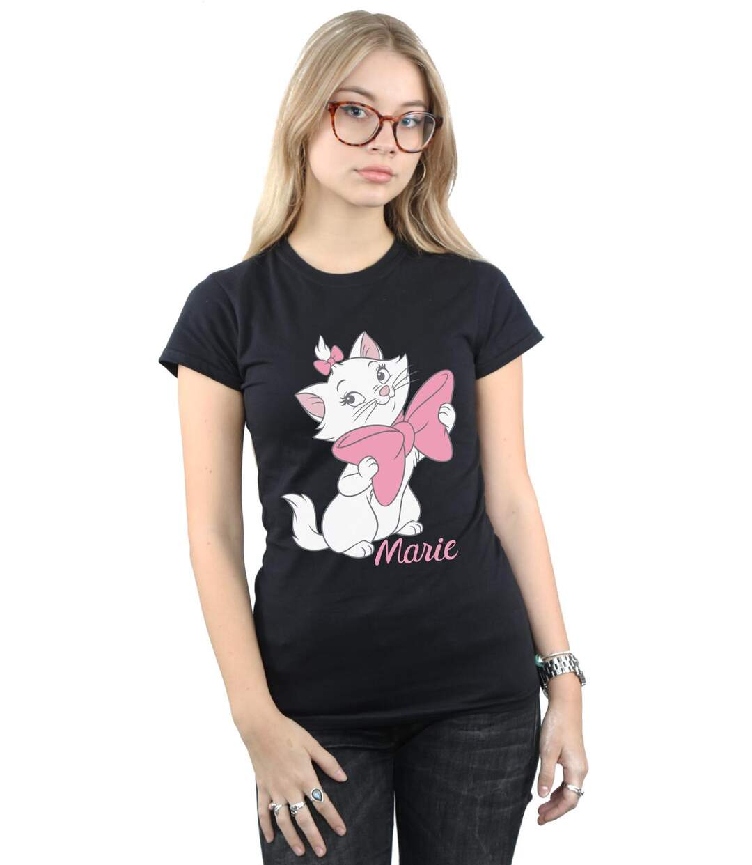 Disney - T-shirt ARISTOCATS MARIE BOW - Femme (Noir) - UTBI16231-2