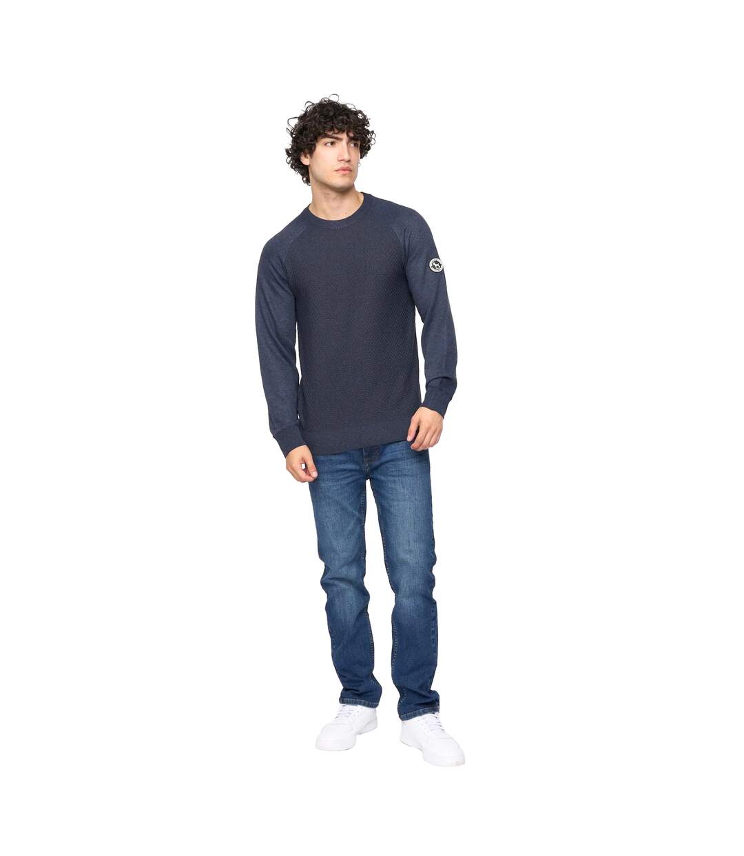 Pull crestfield homme bleu marine chiné Bewley & Ritch