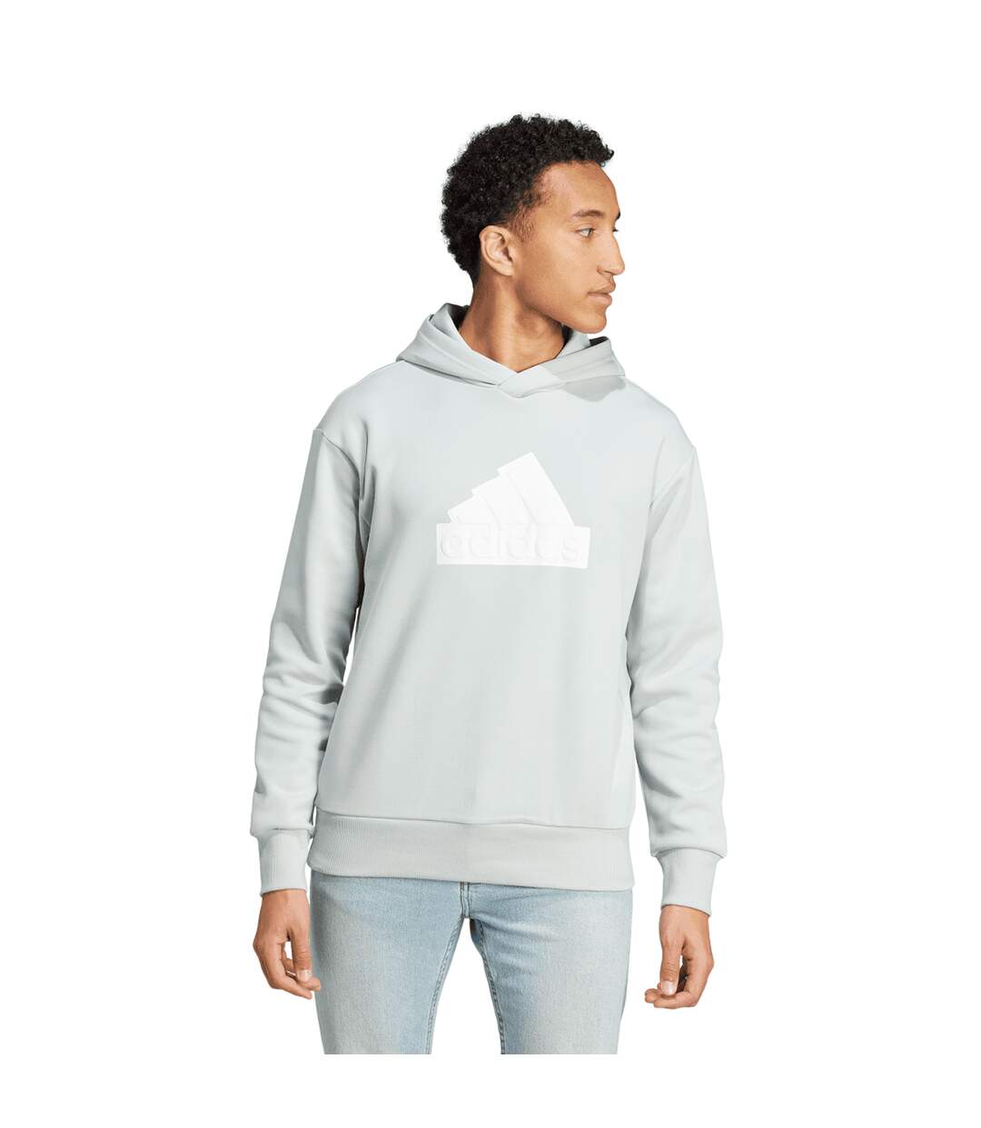 Mens Future Icons Badge Of Sport Hoodie Silver Adidas-1