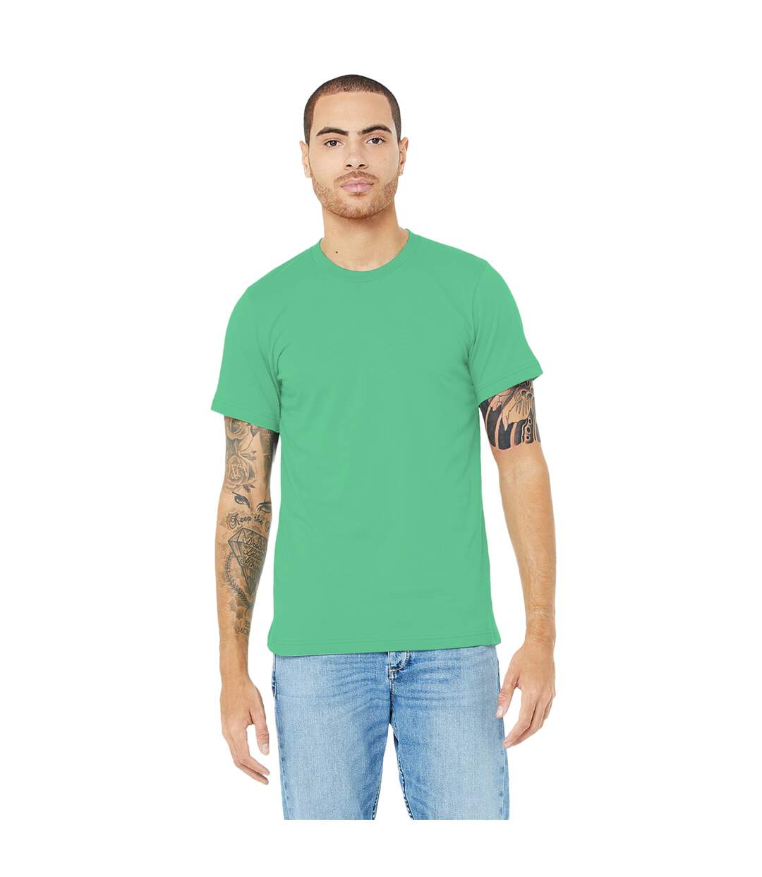 Canvas Unisex Jersey Crew Neck Short Sleeve T-Shirt (Heather Kelly Green)