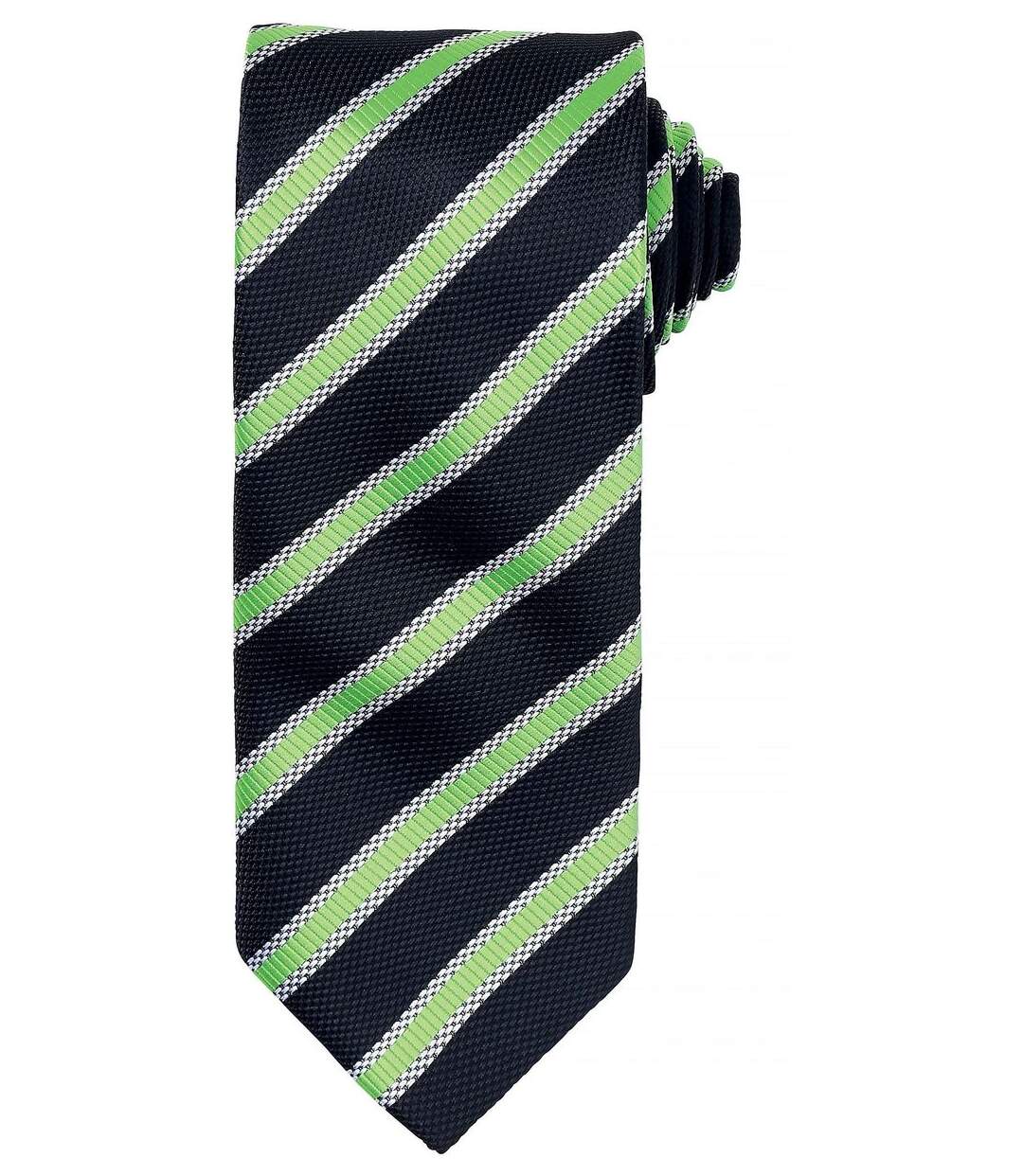 Cravate rayée - PR783 - noir et vert lime-1