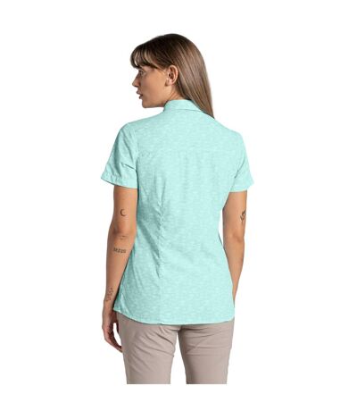 Womens/ladies Nosilife Tillia Printed Short-sleeved Shirt Poolside Green Craghoppers