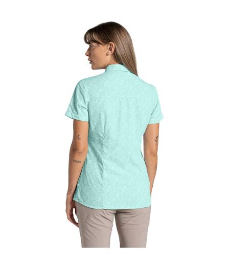 Womens/ladies Nosilife Tillia Printed Short-sleeved Shirt Poolside Green Craghoppers
