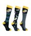 Hy Womens/Ladies Night Owl Socks (Pack of 3) (Navy/Yellow) - UTBZ5212