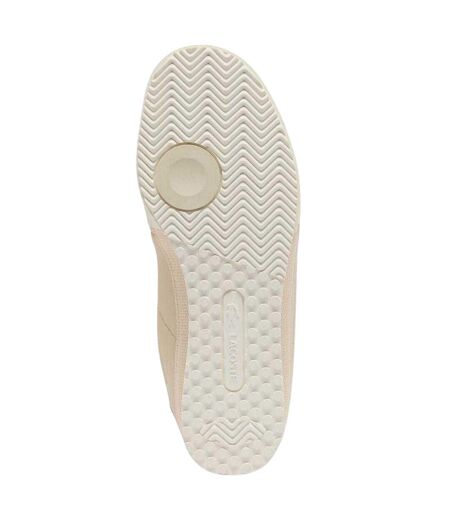 Womens/ladies Logo Leather Trainers Off White Lacoste