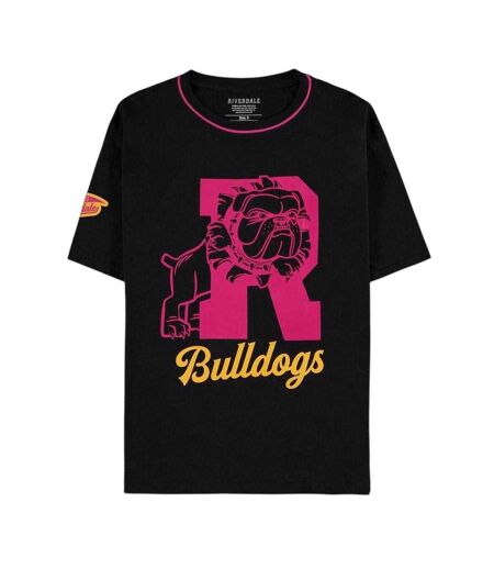 Womens/ladies Bulldog Regular T-shirt Black Pink Riverdale
