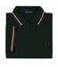 Polo Motif/style Col À Double Rayure Homme Vert Foncé Fred Perry-1