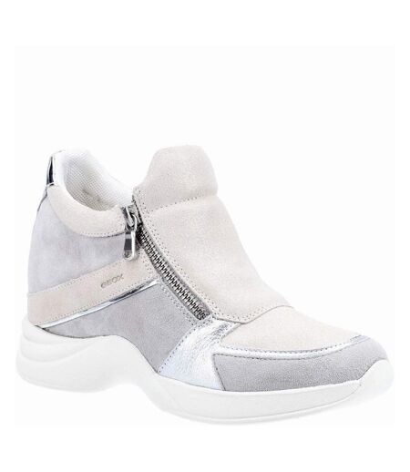 Geox Womens/Ladies Armonica Leather Sneakers (Light Grey/White) - UTFS7714