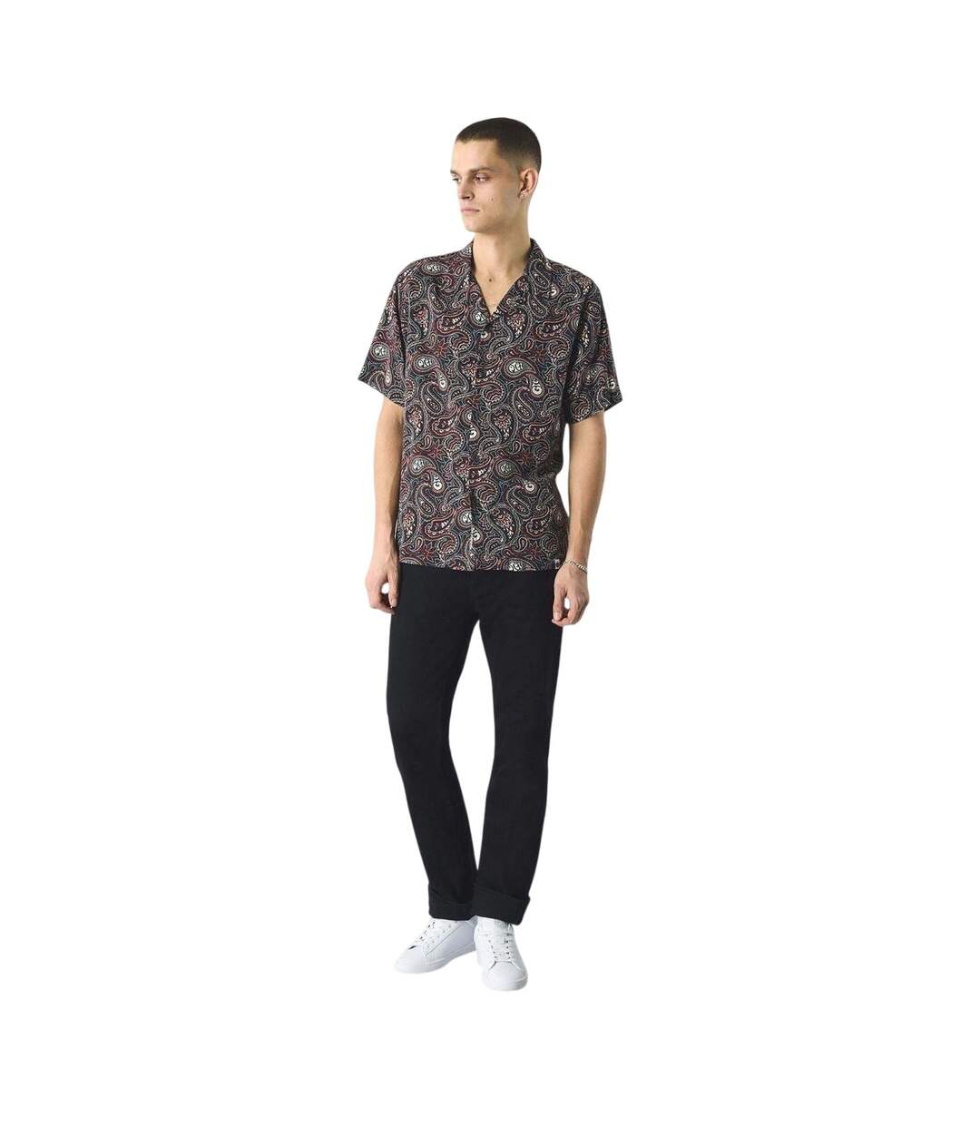 Mens Paisley Regular Short-sleeved Shirt Black Multicoloured Pretty Green-1