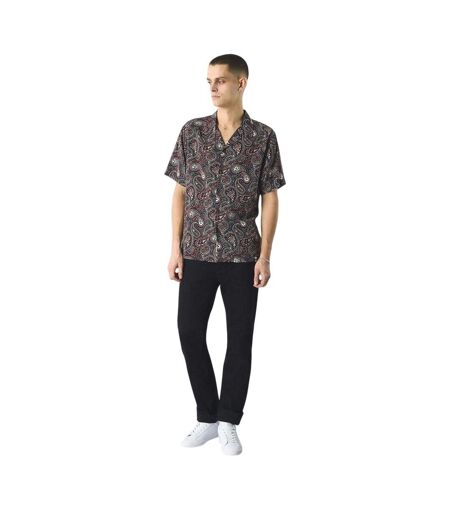 Mens Paisley Regular Short-sleeved Shirt Black Multicoloured Pretty Green