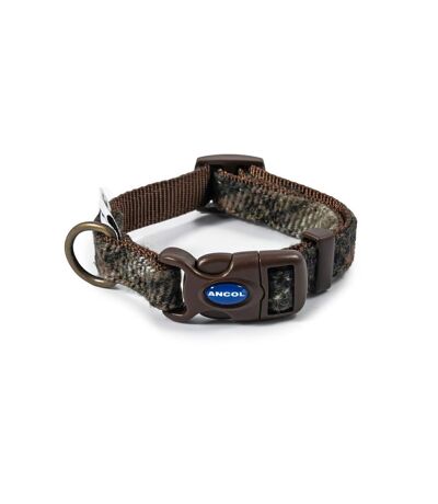Country check adjustable dog collar 20cm 30cm brown Ancol