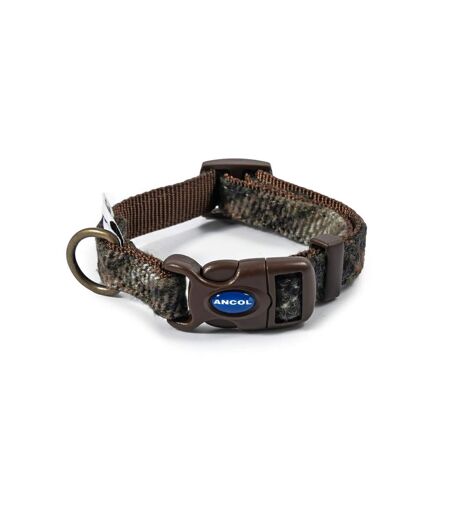Country check adjustable dog collar 20cm 30cm brown Ancol