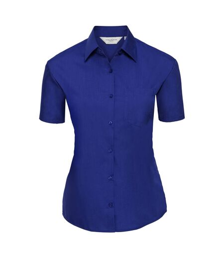 Russell Collection Womens/Ladies Poplin Easy-Care Short-Sleeved Shirt (Bright Royal Blue)