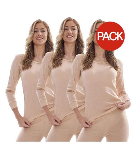 Hauts Thermiques Manches Longues Femme Beige Heatforce