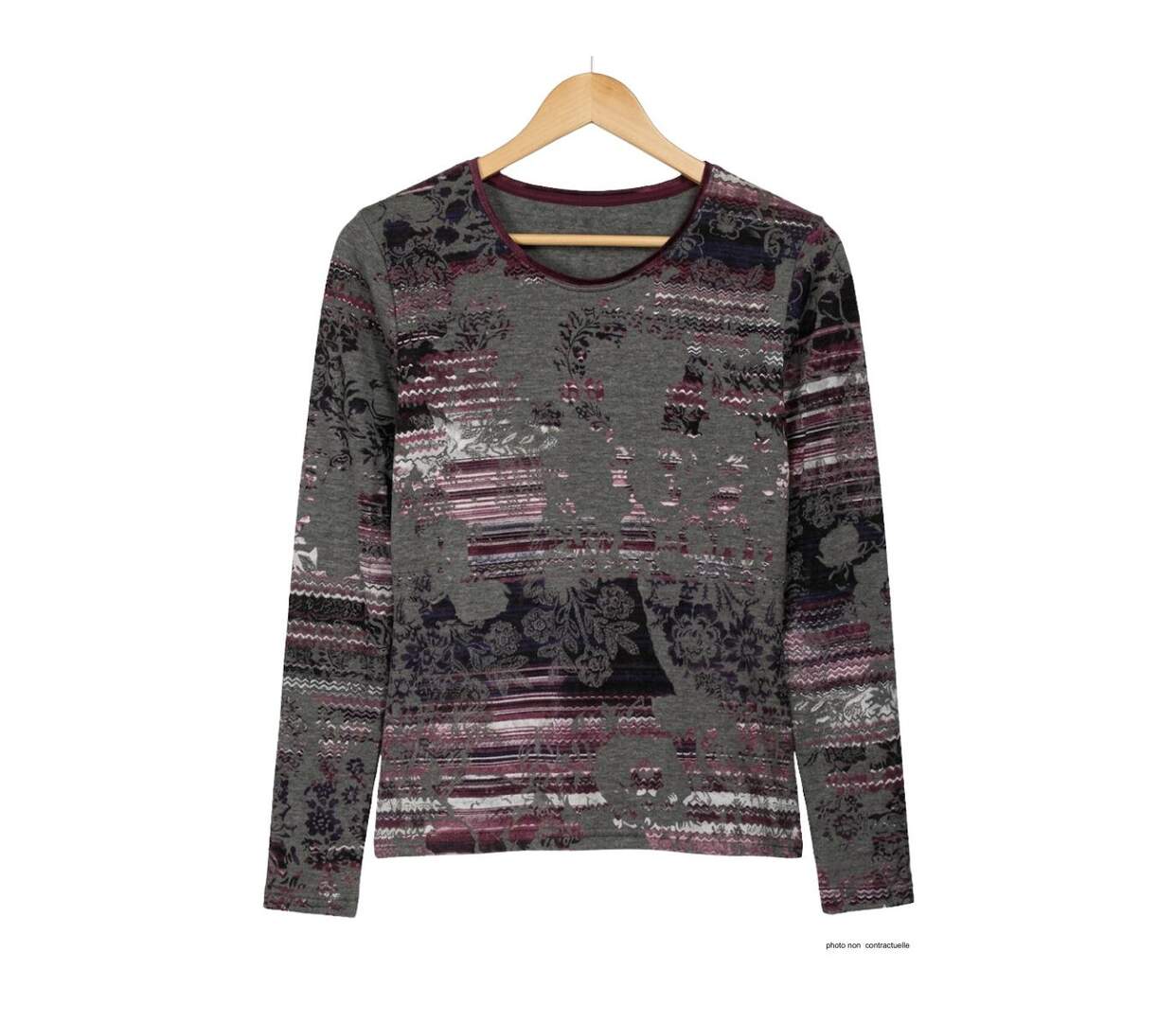 Tee-shirt MAYFLOWER RF141V col rond : l'élégance stretch au motif fleuri-2