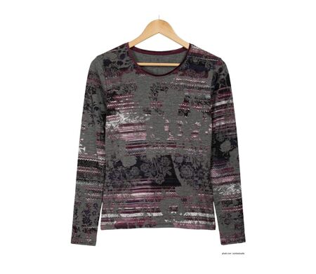 Tee-shirt MAYFLOWER RF141V col rond : l'élégance stretch au motif fleuri