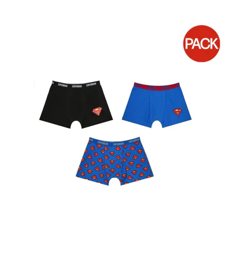 Pack Of 3  Mens Stretch Boxer Shorts  Blue Red Black Superman