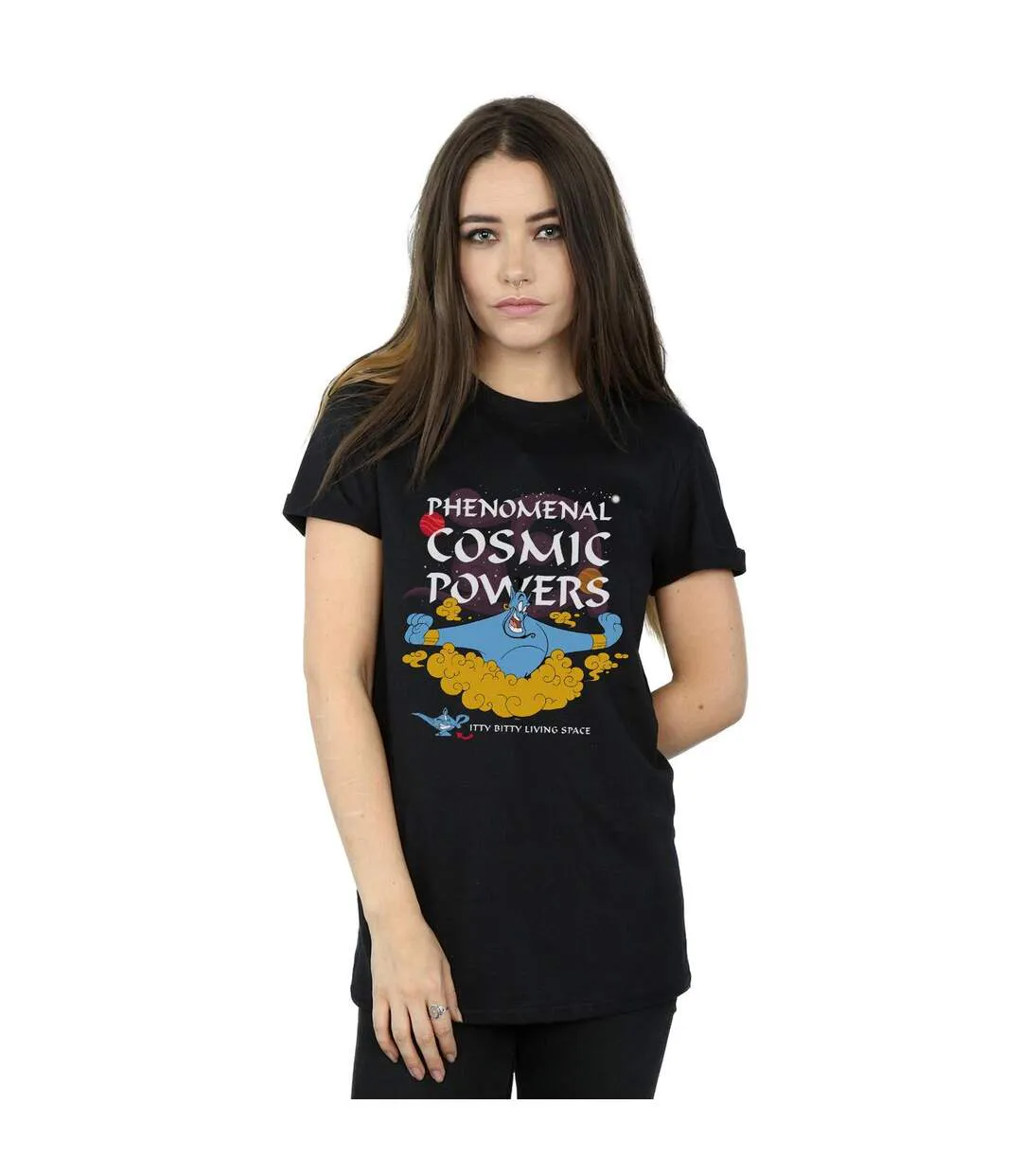 Disney - T-shirt ALADDIN GENIE PHENOMENAL COSMIC POWERS - Femme (Noir) - UTBI17179-2