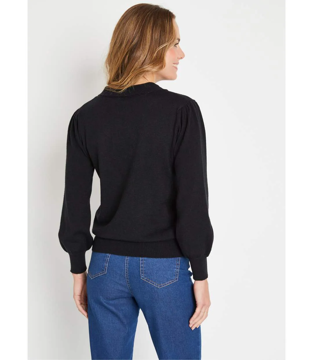Pull fin col cravate mélange laine-2