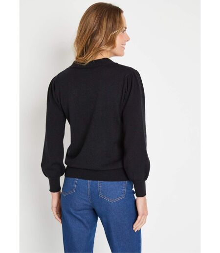Pull fin col cravate mélange laine