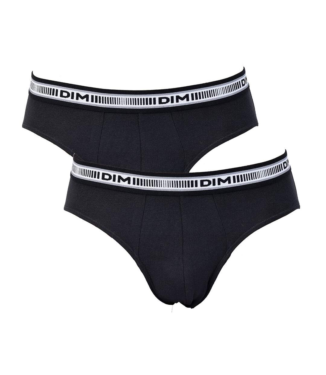 Slips DIM Homme en coton stretch ultra Confort -Assortiment modèles photos selon arrivages- Pack de 2 Slips Coton 3D Flex Noir-1