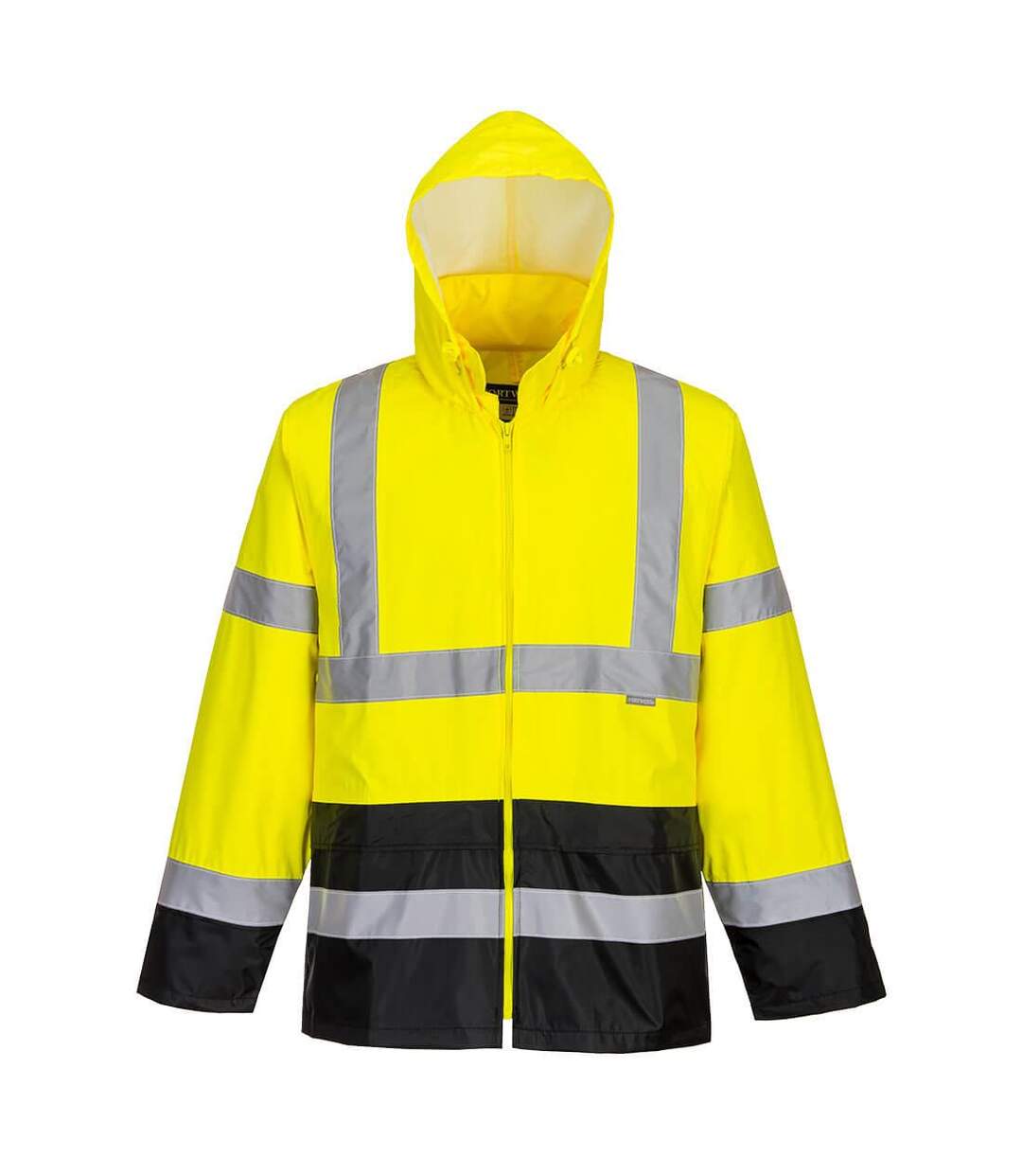 Mens h443 contrast high-vis work jacket yellow/black Portwest-1