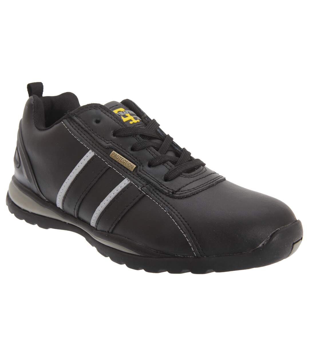 Mens safety toe cap trainer shoes black/grey action Grafters-1