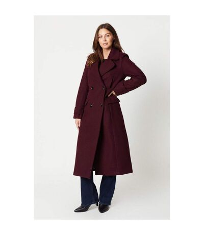 Principles Womens/Ladies Longline Double-Breasted Oversized Coat (Berry) - UTDH6479