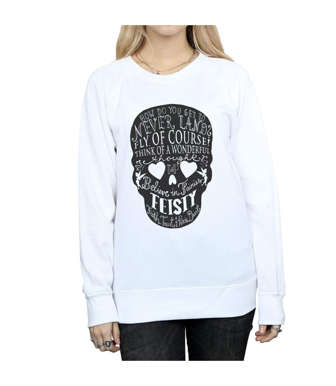 Disney Sweatshirt femme/femme avec tête de mort Clochette (Blanc) - UTBI40863-3