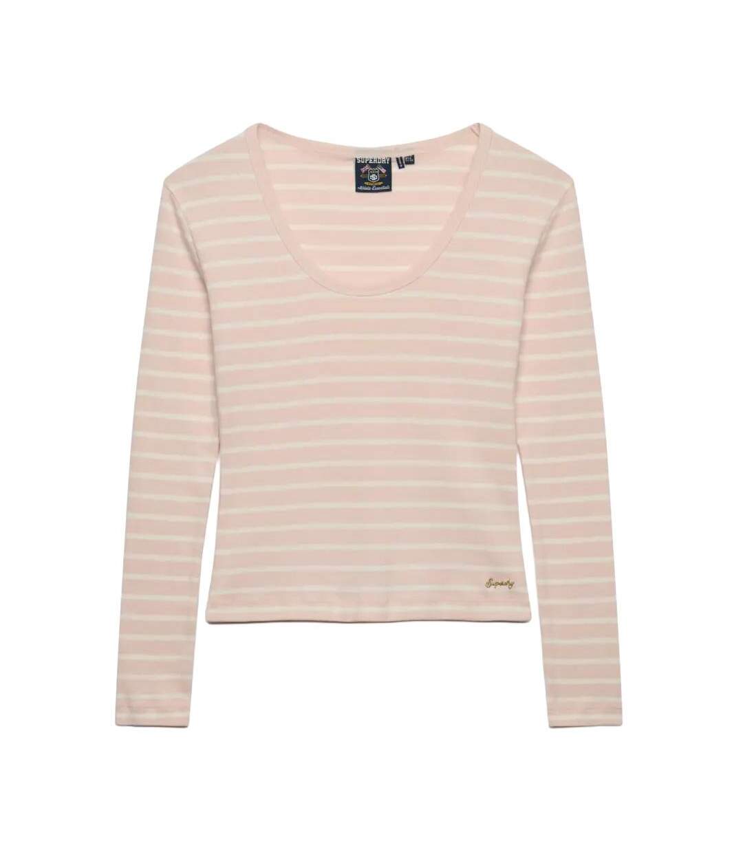 T-shirt manches longues rose à rayures femme superdry striped-2