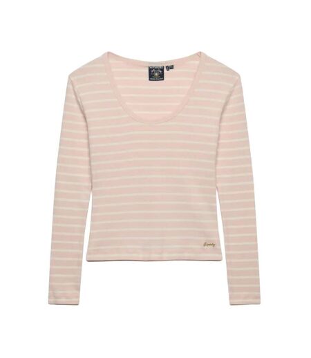 T-shirt manches longues rose à rayures femme superdry striped