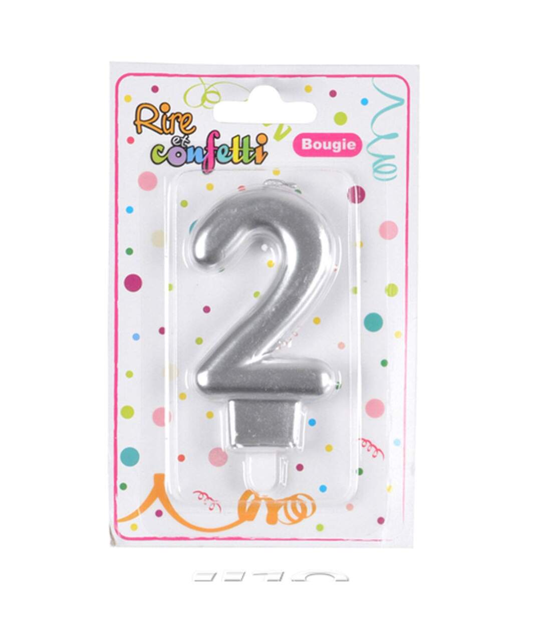 Bougie d'Anniversaire Chiffre 2 7cm Argent-2