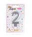Bougie d'Anniversaire Chiffre 2 7cm Argent-2
