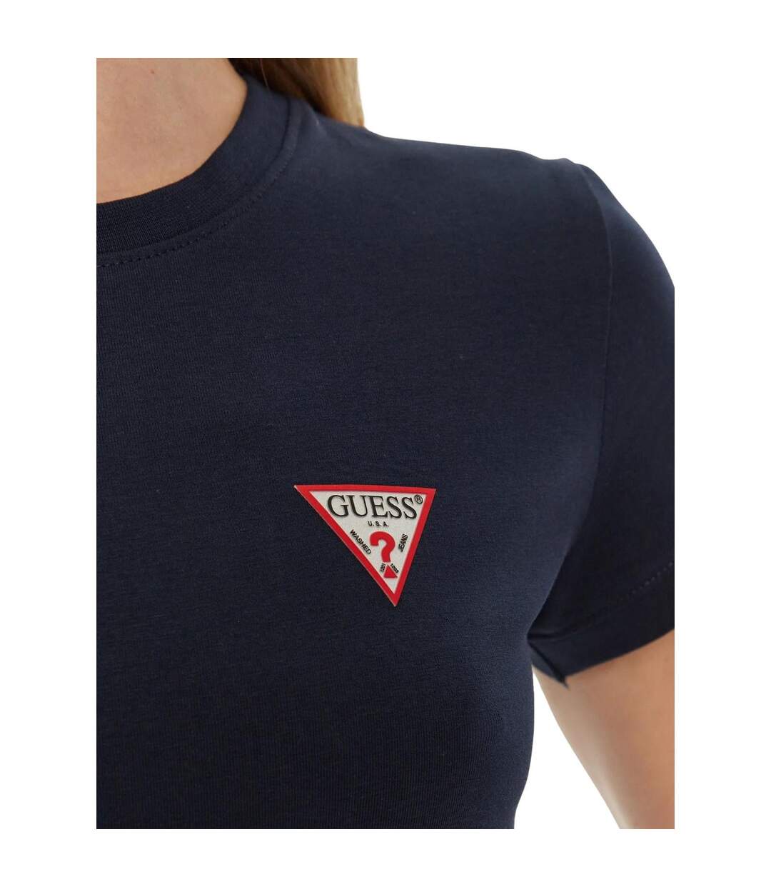 T-shirt Motif/style Logo Sur Poitrine Femme Bleu Marine Guess-3