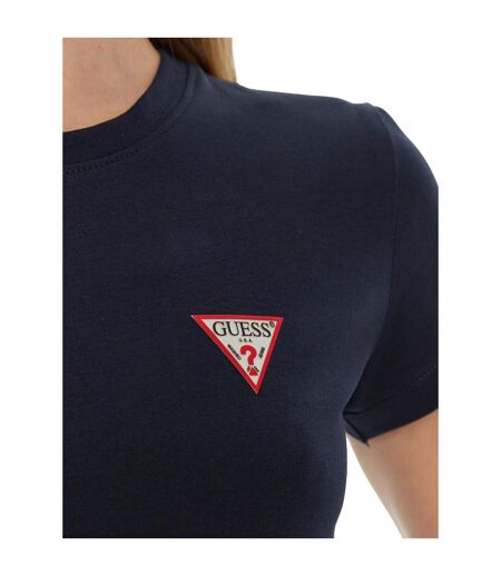 T-shirt Motif/style Logo Sur Poitrine Femme Bleu Marine Guess