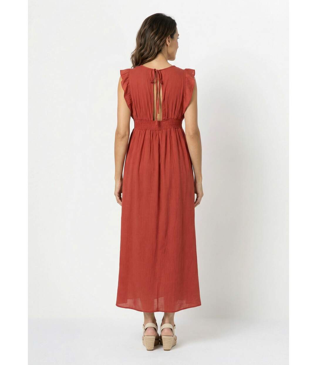 Robe longue encolure V + dos nu et liens-2