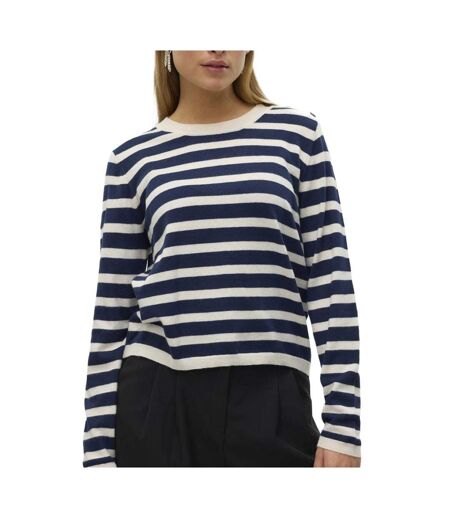 Pull rayure marine/écru femme vero moda fantastic button - l