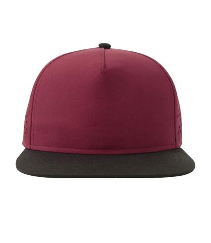 Unisex adult bank 5 panel recycled snapback cap burgundy/black Atlantis