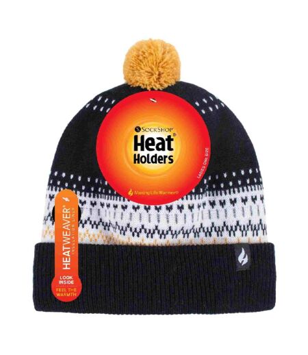 Ladies Knitted Beanie Bobble Hat with Small Pom Pom