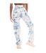 Womens/ladies Cropped Leather Patch Straight Jeans White Blue Boss-2